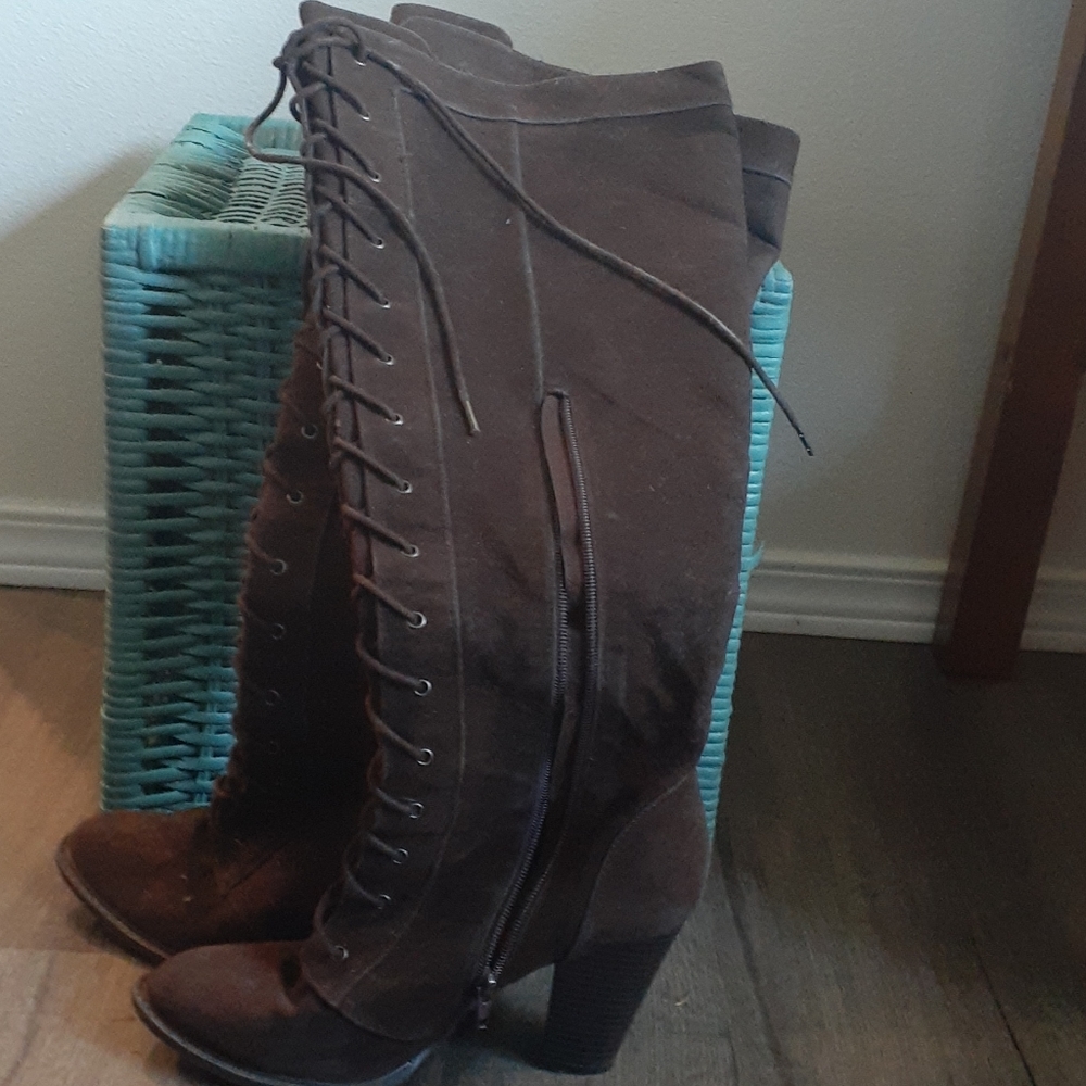 Brown knee high boot